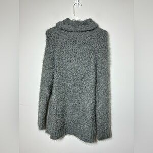 POL Sz Small Oversized Cowl Neck‎ Pullover Sweater Gray Fuzzy Soft Boho Warm